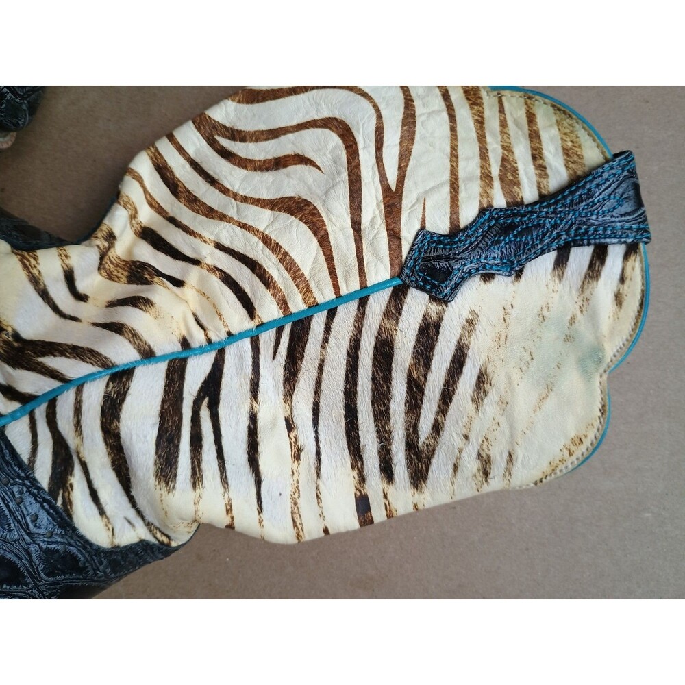 Ariat Womens Zebra Print Western Square Toe Boot Sz 8 B Cowgirl Animal Print - Picture 4 of 11